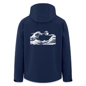 Kanagawa Waves Aesthetic Japanese Art Great Wave - Men’s Recycled Softshell Jacket by Stanley/Stella - navy - Back - AI Model Male 185 light (185cm)