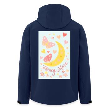 Honeymoon Mond Blüten Schmetterlinge Poster blau - Recycelte Männer Softshell-Jacke von Stanley/Stella - Navy - Hinten - AI Model Male 185 light (185cm)