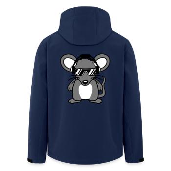 Mouse Sunglasses Cool Headphones Party Music Listening - Men’s Recycled Softshell Jacket by Stanley/Stella - navy - Back - AI Model Male 185 light (185cm)