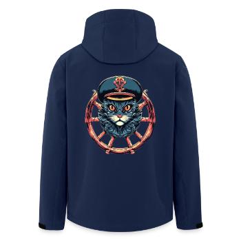 Kapitän Katze am Steuerrad - Recycelte Männer Softshell-Jacke von Stanley/Stella - Navy - Hinten - AI Model Male 185 light (185cm)