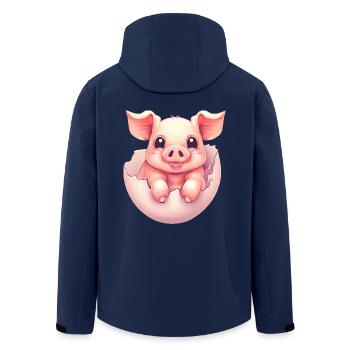 Cute Kawaii Pig in Egg - Eggshell Design - Recycelte Männer Softshell-Jacke von Stanley/Stella - Navy - Hinten - AI Model Male 185 light (185cm)