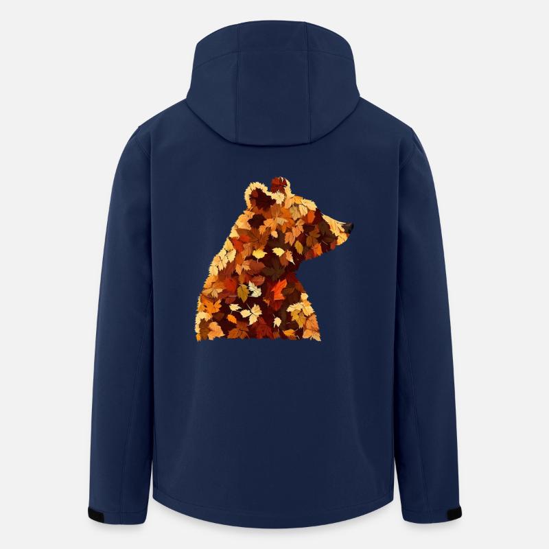 Herbstlicher Bär: Buntes Laub und Blätter Design - Recycelte Männer Softshell-Jacke von Stanley/Stella - Navy