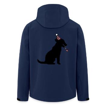 Dog Birthday New Year's Eve Party Hat Celebrate Toad - Men’s Recycled Softshell Jacket by Stanley/Stella - navy - Back - AI Model Male 185 light (185cm)