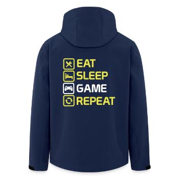 eat sleep game repeat - Men’s Recycled Softshell Jacket by Stanley/Stella - navy - Back - AI Model Male 185 light (185cm)