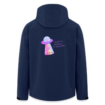 I want to believe ... in unicorns! - Recycelte Männer Softshell-Jacke von Stanley/Stella - Navy - Hinten - AI Model Male 185 light (185cm)