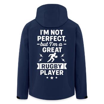 Super Rugby Player Funny Sport Beschreibung: - Recycelte Männer Softshell-Jacke von Stanley/Stella - Navy - Hinten - AI Model Male 185 light (185cm)