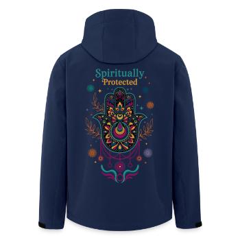 Spirituality Spiritually Protected Sacred Geometry - Men’s Recycled Softshell Jacket by Stanley/Stella - navy - Back - AI Model Male 185 light (185cm)