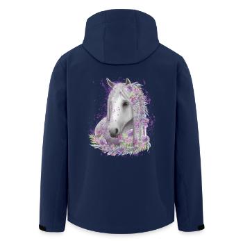 Horse Watercolor Horse Motif - Men’s Recycled Softshell Jacket by Stanley/Stella - navy - Back - AI Model Male 185 light (185cm)