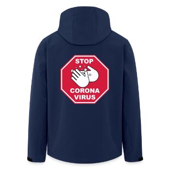 Stop Corona Virus - Recycelte Männer Softshell-Jacke von Stanley/Stella - Navy - Hinten - AI Model Male 185 light (185cm)
