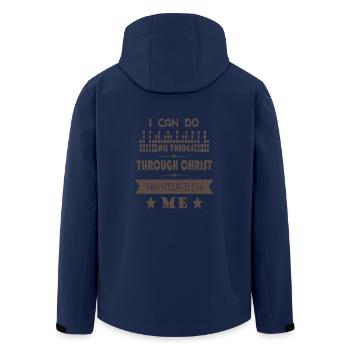 Jesus Christ Strengthens me - Jesus Helps me - Men’s Recycled Softshell Jacket by Stanley/Stella - navy - Back - AI Model Male 185 light (185cm)