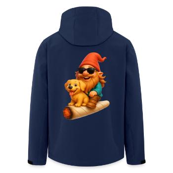 Cooler Zwerg mit Hund auf Joint fliegend - Weed - Recycelte Männer Softshell-Jacke von Stanley/Stella - Navy - Hinten - AI Model Male 185 light (185cm)