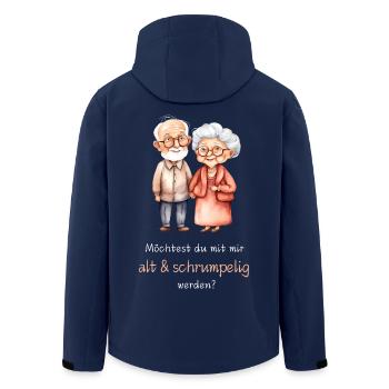 Do you want to grow old and wrinkled with me? - Men’s Recycled Softshell Jacket by Stanley/Stella - navy - Back - AI Model Male 185 light (185cm)