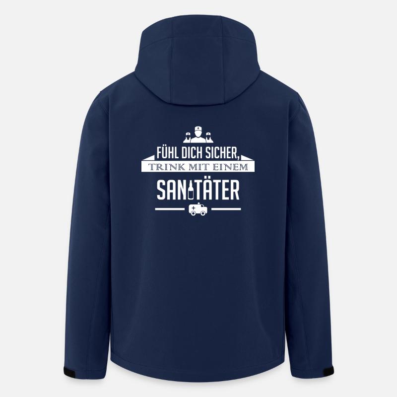 Fühl dich Nachts sicher, trink mit einem Sanitäter - Recycelte Männer Softshell-Jacke von Stanley/Stella - Navy