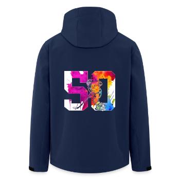 NUMMER 50 EISHOCKEY 50. GEBURTSTAG - Recycelte Männer Softshell-Jacke von Stanley/Stella - Navy - Hinten - AI Model Male 185 light (185cm)