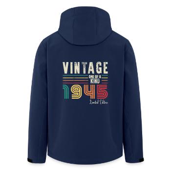 Millésime 1945, Cadeau D'anniversaire Vintage 1945 - Veste softshell homme en polyester recyclé Stanley/Stella - marine - Dos - AI Model Male 185 light (185cm)