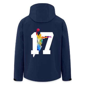 NUMMER 17 BASKETBALL 17. GEBURTSTAG - Recycelte Männer Softshell-Jacke von Stanley/Stella - Navy - Hinten - AI Model Male 185 light (185cm)
