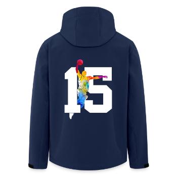 NUMMER 15 BASKETBALL 15. GEBURTSTAG - Recycelte Männer Softshell-Jacke von Stanley/Stella - Navy - Hinten - AI Model Male 185 light (185cm)