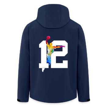 NUMMER 12 BASKETBALL 12. GEBURTSTAG - Recycelte Männer Softshell-Jacke von Stanley/Stella - Navy - Hinten - AI Model Male 185 light (185cm)