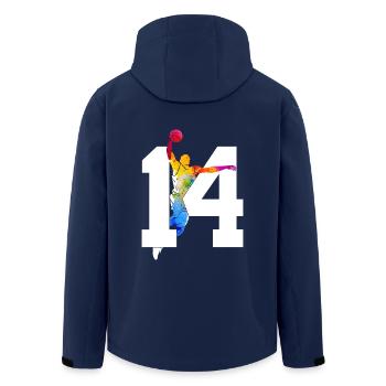 NUMMER 14 BASKETBALL 14. GEBURTSTAG - Recycelte Männer Softshell-Jacke von Stanley/Stella - Navy - Hinten - AI Model Male 185 light (185cm)