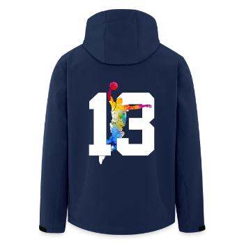 NUMMER 13 BASKETBALL 13. GEBURTSTAG - Recycelte Männer Softshell-Jacke von Stanley/Stella - Navy - Hinten - AI Model Male 185 light (185cm)