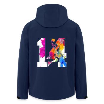 14E ANNIVERSAIRE BASKET-BALL NUMÉRO 14 - Veste softshell homme en polyester recyclé Stanley/Stella - marine - Dos - AI Model Male 185 light (185cm)