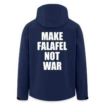 Make falafel not war - Men’s Recycled Softshell Jacket by Stanley/Stella - navy - Back - AI Model Male 185 light (185cm)