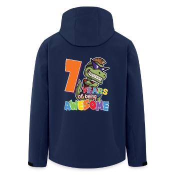 7 Years Of Being Awesome Birthday Kids T-Rex Lover - Men’s Recycled Softshell Jacket by Stanley/Stella - navy - Back - AI Model Male 185 light (185cm)