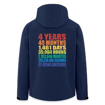Funny 4th Birthday Gift, Age 4 Years Old - Men’s Recycled Softshell Jacket by Stanley/Stella - navy - Back - AI Model Male 185 light (185cm)