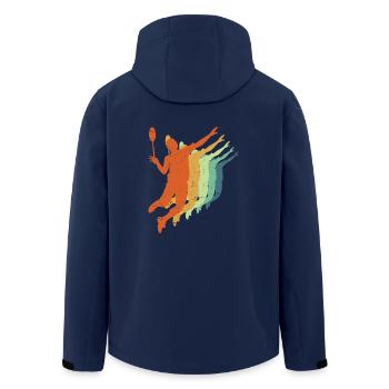 Retro Badminton - Cool Vintage Sport Player Gift - Men’s Recycled Softshell Jacket by Stanley/Stella - navy - Back - AI Model Male 185 light (185cm)