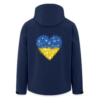 Ukraine Flag Heart Abstract - Men’s Recycled Softshell Jacket by Stanley/Stella - navy - Back - AI Model Male 185 light (185cm)