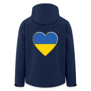 Ukraine Flagge Herz, Ukrainische Flagge - Recycelte Männer Softshell-Jacke von Stanley/Stella - Navy - Hinten - AI Model Male 185 light (185cm)