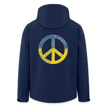 Ukraine Flag Peace Symbol - Flag Of Ukraine - Men’s Recycled Softshell Jacket by Stanley/Stella - navy - Back - AI Model Male 185 light (185cm)