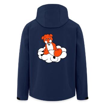 Fox On Cloud Tired Confused Dazed Crazy - Men’s Recycled Softshell Jacket by Stanley/Stella - navy - Back - AI Model Male 185 light (185cm)