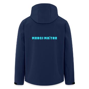 MASTER. THANK YOU. THANK YOU, MASTER. MASTER. MASTER GIFT - Men’s Recycled Softshell Jacket by Stanley/Stella - navy - Back - AI Model Male 185 light (185cm)