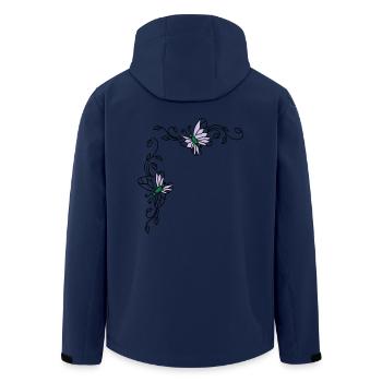 Schmetterlinge mit Blumenranken - Recycelte Männer Softshell-Jacke von Stanley/Stella - Navy - Hinten - AI Model Male 185 light (185cm)