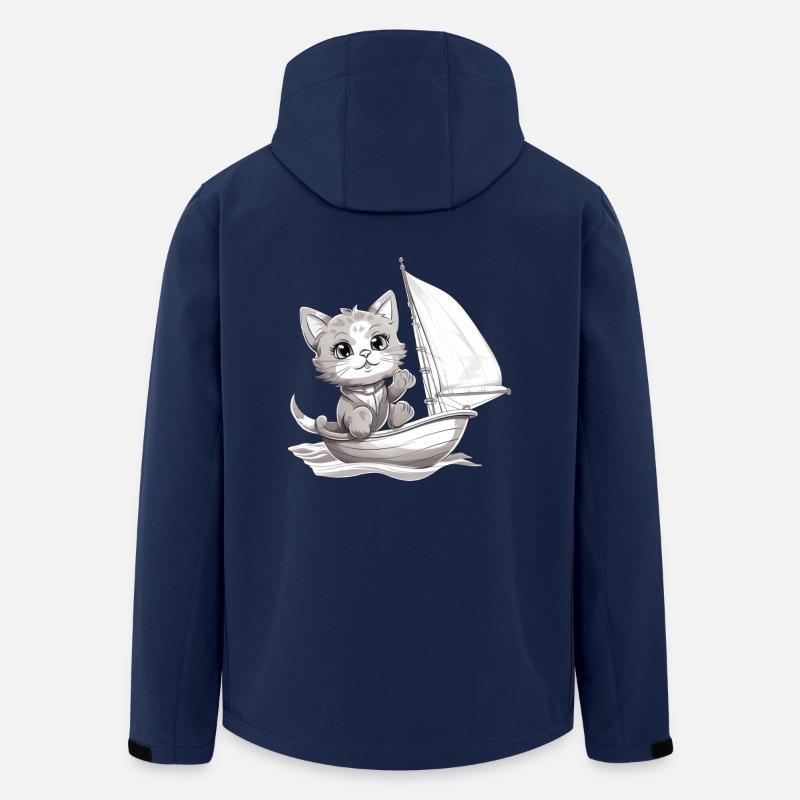Sailing cat on dinghy - Men’s Recycled Softshell Jacket by Stanley/Stella - navy