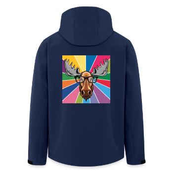Moose Cool in Glasses Colorful King of the Forest - Men’s Recycled Softshell Jacket by Stanley/Stella - navy - Back - AI Model Male 185 light (185cm)
