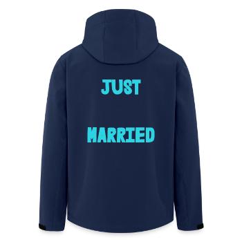ICH HABE GERADE GEHEIRATET. Junggesellinnenabschied. VALENTINSTAG. PAAR. HERZ - Recycelte Männer Softshell-Jacke von Stanley/Stella - Navy - Hinten - AI Model Male 185 light (185cm)