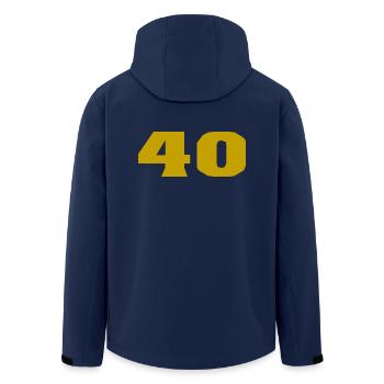 ANNIVERSARY. HAPPY BIRTHDAY. HAPPY BIRTHDAY. - Men’s Recycled Softshell Jacket by Stanley/Stella - navy - Back - AI Model Male 185 light (185cm)