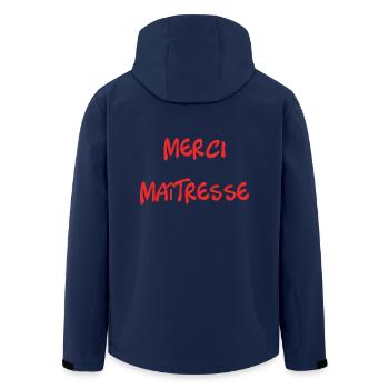 MAÎTRESSE. MAITRE. MERCI. MERCI MAÎTRESSE - Veste softshell homme en polyester recyclé Stanley/Stella - marine - Dos - AI Model Male 185 light (185cm)
