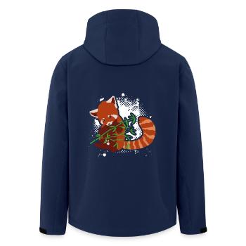 Red Panda Loves Bamboo - Men’s Recycled Softshell Jacket by Stanley/Stella - navy - Back - AI Model Male 185 light (185cm)