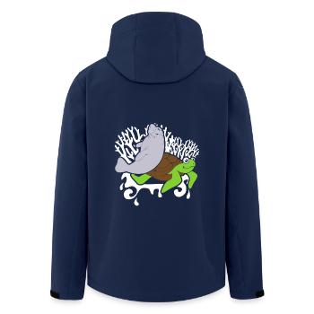 Sea Turtle And Manatee - Men’s Recycled Softshell Jacket by Stanley/Stella - navy - Back - AI Model Male 185 light (185cm)