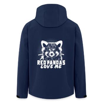 Red Pandas Love Me - Men’s Recycled Softshell Jacket by Stanley/Stella - navy - Back - AI Model Male 185 light (185cm)