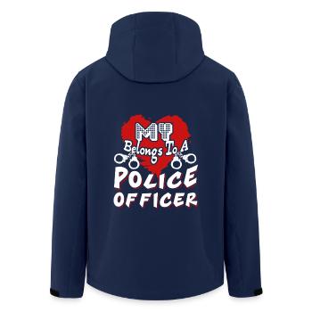 My Heart Belongs Police Officer - Men’s Recycled Softshell Jacket by Stanley/Stella - navy - Back - AI Model Male 185 light (185cm)
