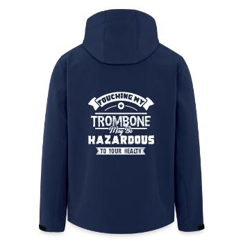 Touching My Trombone Maybe Hazardous To Your Heart - Men’s Recycled Softshell Jacket by Stanley/Stella - navy - Back - AI Model Male 185 light (185cm)