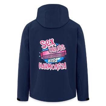 Sex Drugs And Harmonica - Men’s Recycled Softshell Jacket by Stanley/Stella - navy - Back - AI Model Male 185 light (185cm)