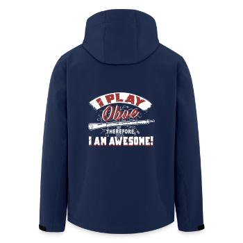 I Play Oboe Therefore I Am Awesome - Men’s Recycled Softshell Jacket by Stanley/Stella - navy - Back - AI Model Male 185 light (185cm)