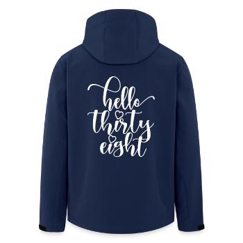 Hello Thirty Eight Cute 38 Years Old Birthday - Men’s Recycled Softshell Jacket by Stanley/Stella - navy - Back - AI Model Male 185 light (185cm)
