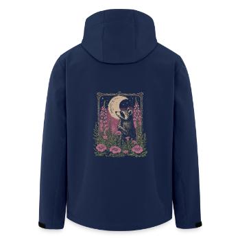 Raccoon Floral Moon Vintage Cottagecore - Men’s Recycled Softshell Jacket by Stanley/Stella - navy - Back - AI Model Male 185 light (185cm)