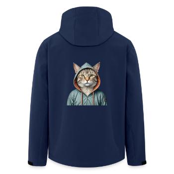 Katze trägt eine Jacke - Recycelte Männer Softshell-Jacke von Stanley/Stella - Navy - Hinten - AI Model Male 185 light (185cm)